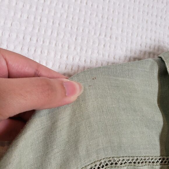 Vintage Ravel Button Up Shirt Women 2X Sage Green Short Sleeve Ramie Coastal - Picture 10 of 16